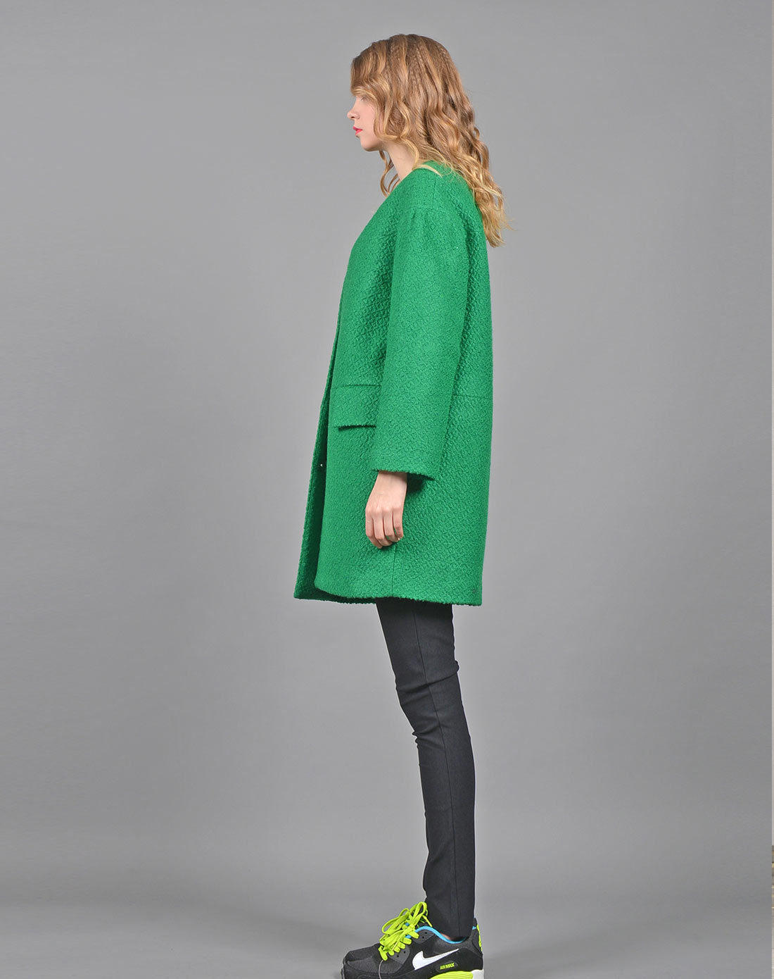 路维莎.真我levarza io女装专场 口袋装饰夹棉毛呢大衣