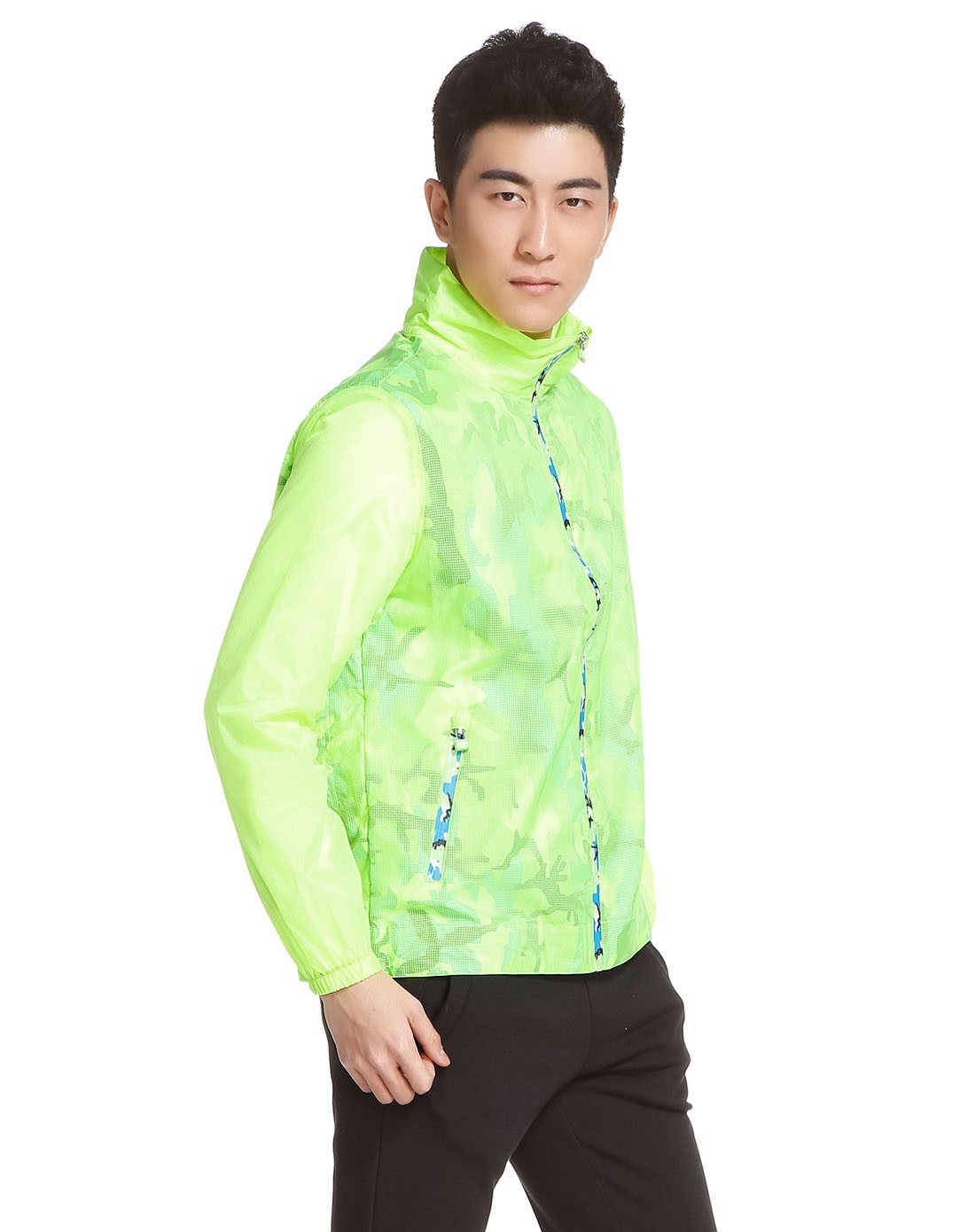 【可折叠】男式丛林迷雾电光绿色风衣