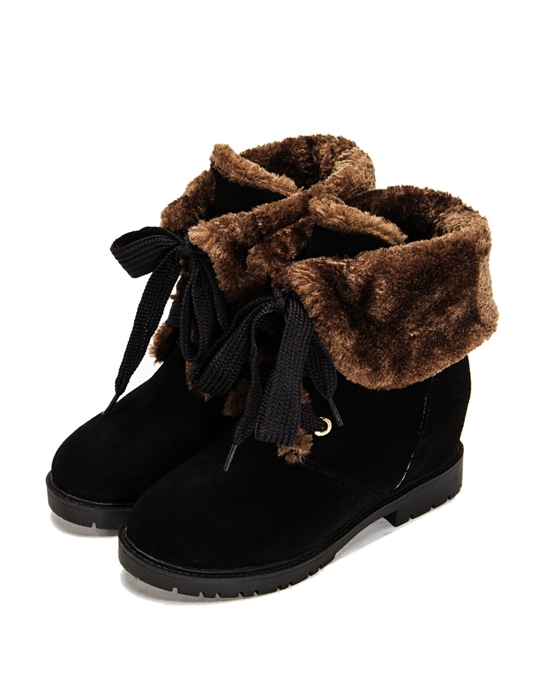 黑色翻毛皮舒适优雅时尚女士棉靴