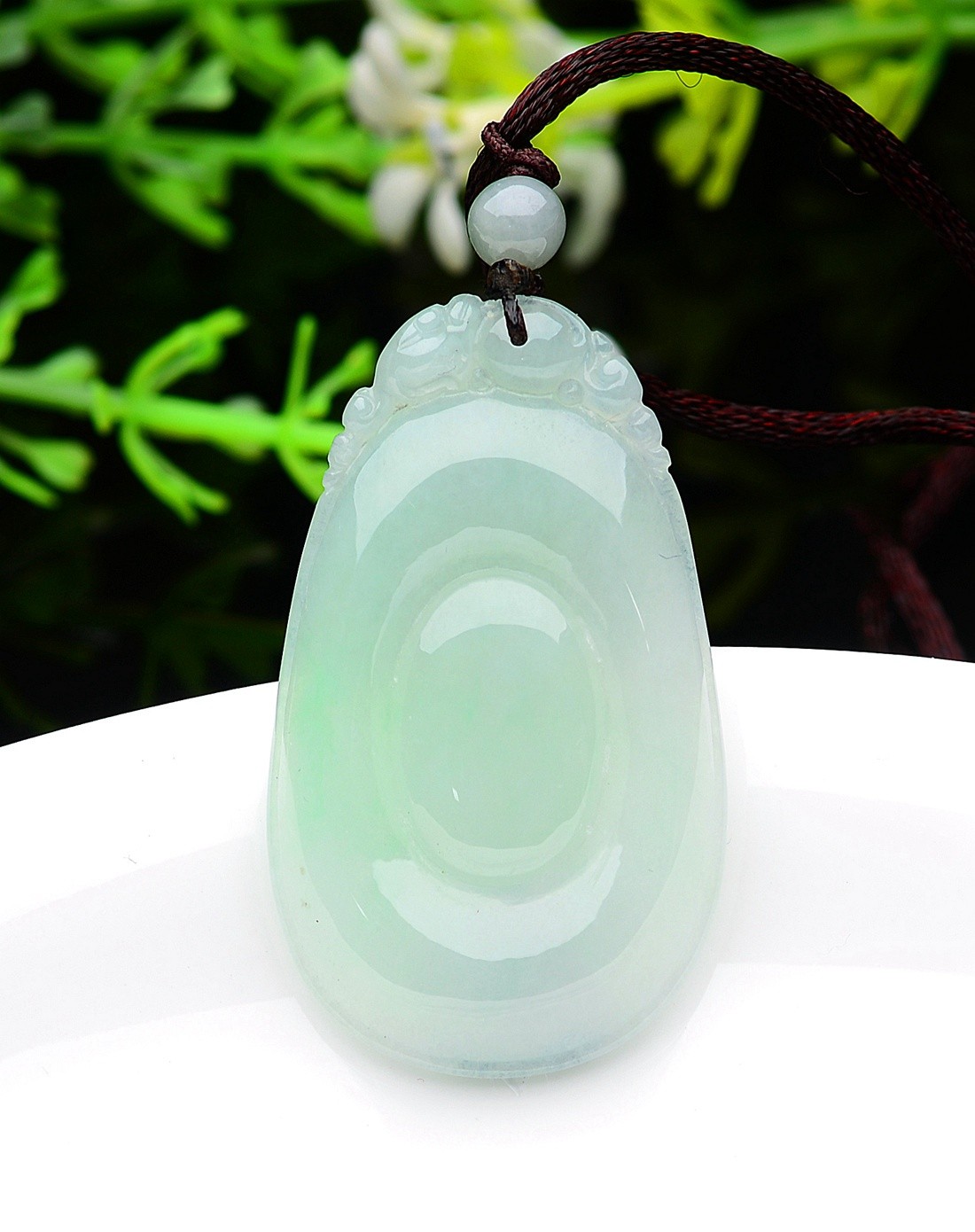 a货翡翠糯种晴水浅绿福贝吊坠