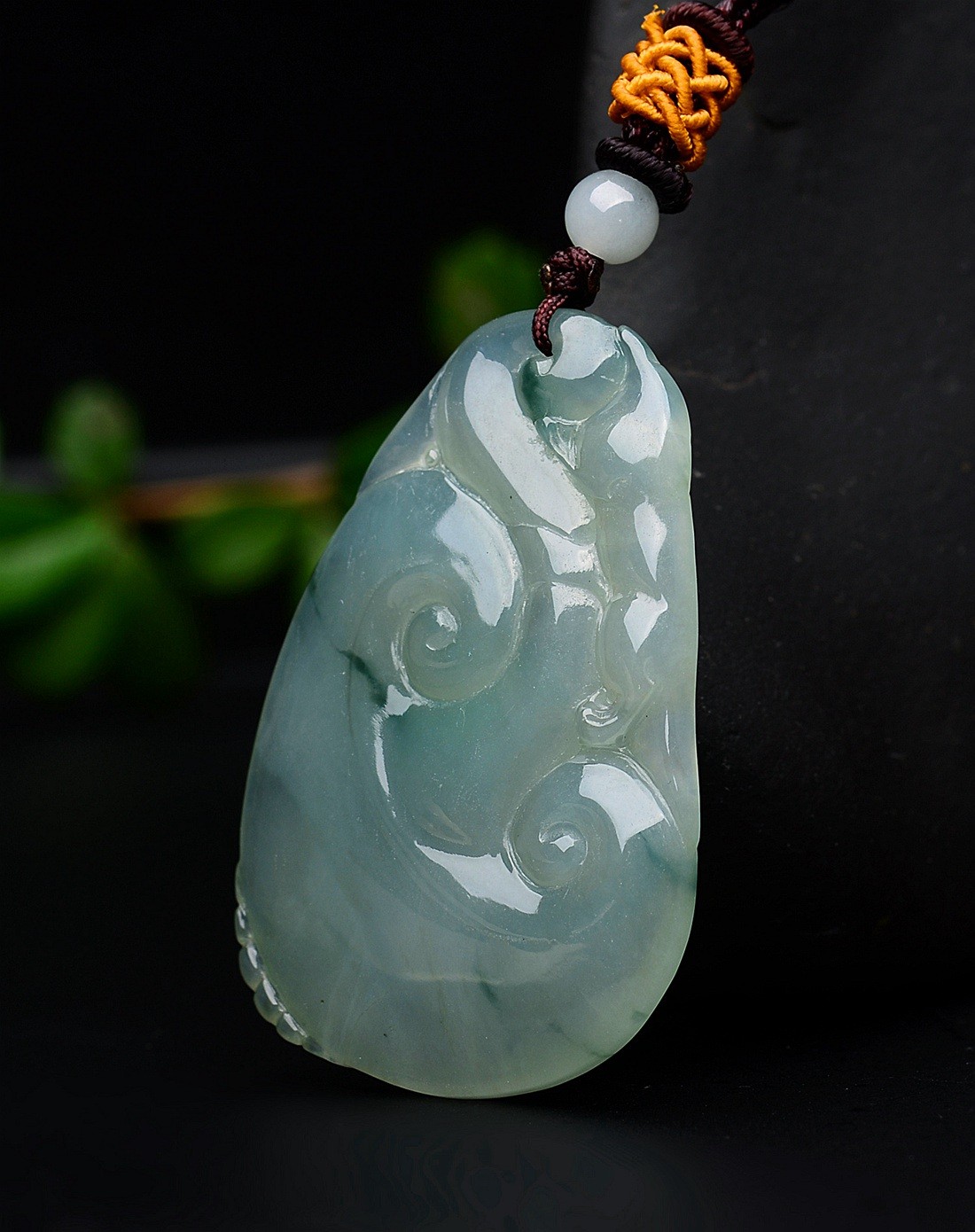 a货翡翠冰糯种飘花事事如意吊坠