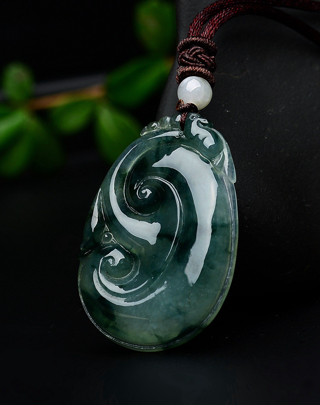 金万年kimani珠宝专场-a货翡翠冰种飘蓝花水润饱满如意吊坠