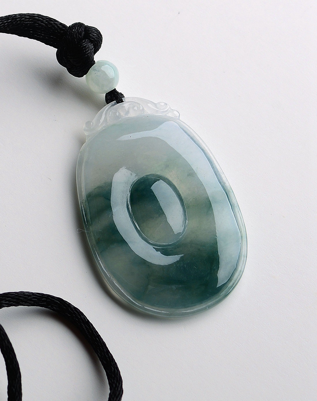 a货翡翠冰糯种飘蓝花水润饱满福贝吊坠