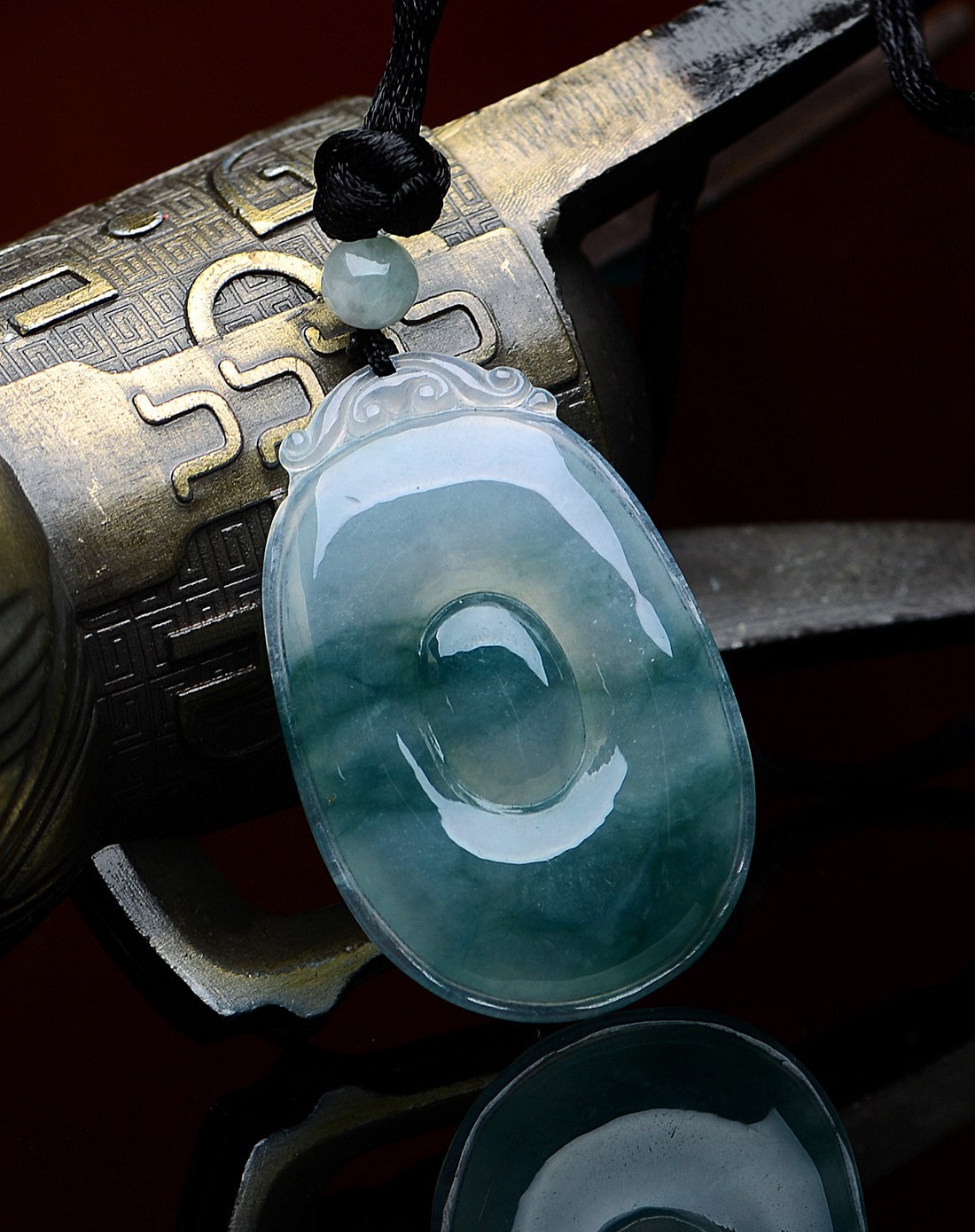 a货翡翠冰糯种飘蓝花水润饱满福贝吊坠