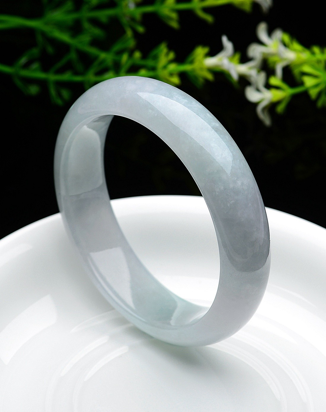 58mma货翡翠冰糯种飘紫雍容华贵手镯