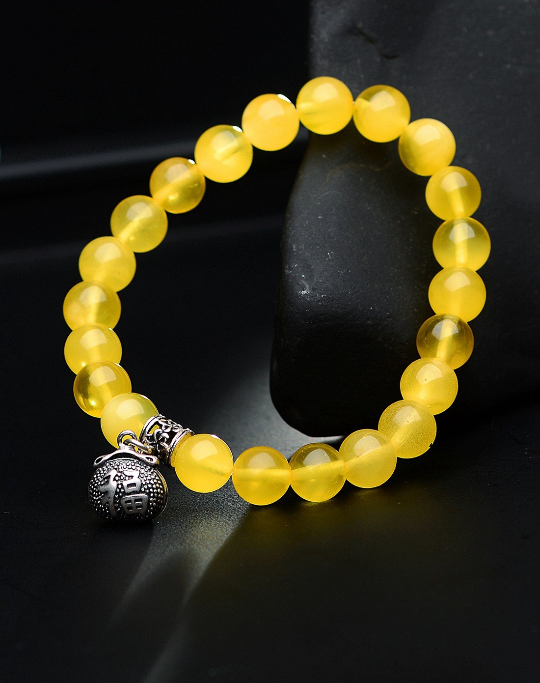 金万年kimani珠宝专场-天然琥珀金珀圆珠福包手链