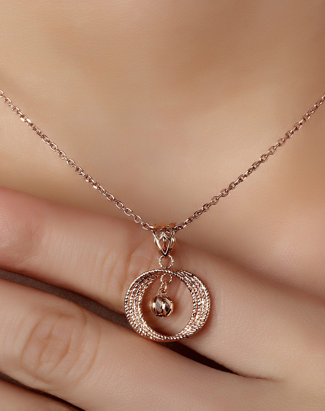 18k玫瑰金k金吊坠