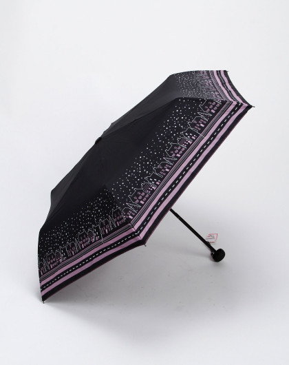 浅紫/黑色乡村夜雪三折树脂骨伞