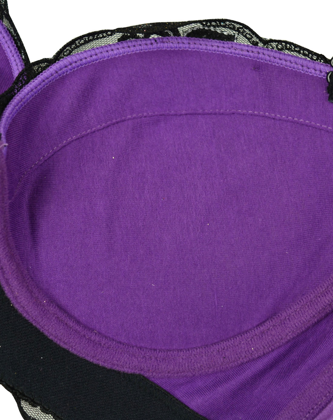 紫色典雅花朵刺绣3/4厚杯文胸