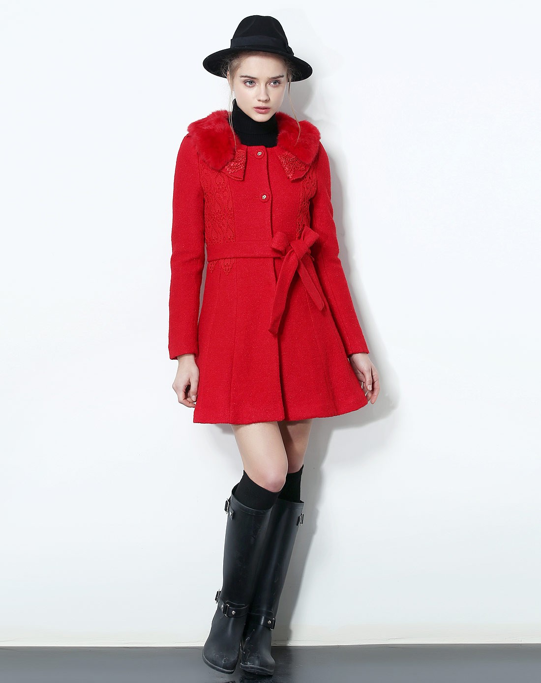 似水年华similar years of water长袖红色大衣352221d111_唯品会