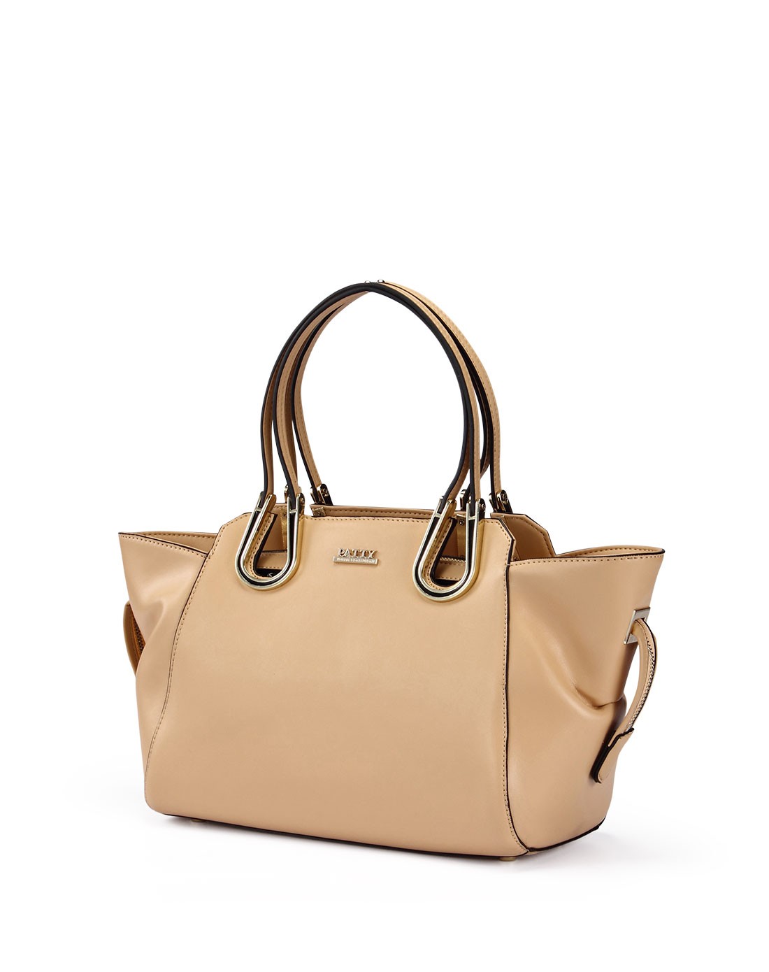 芭迪patty杏色个性提把扣牛皮单肩包1ah186351-217_唯品会