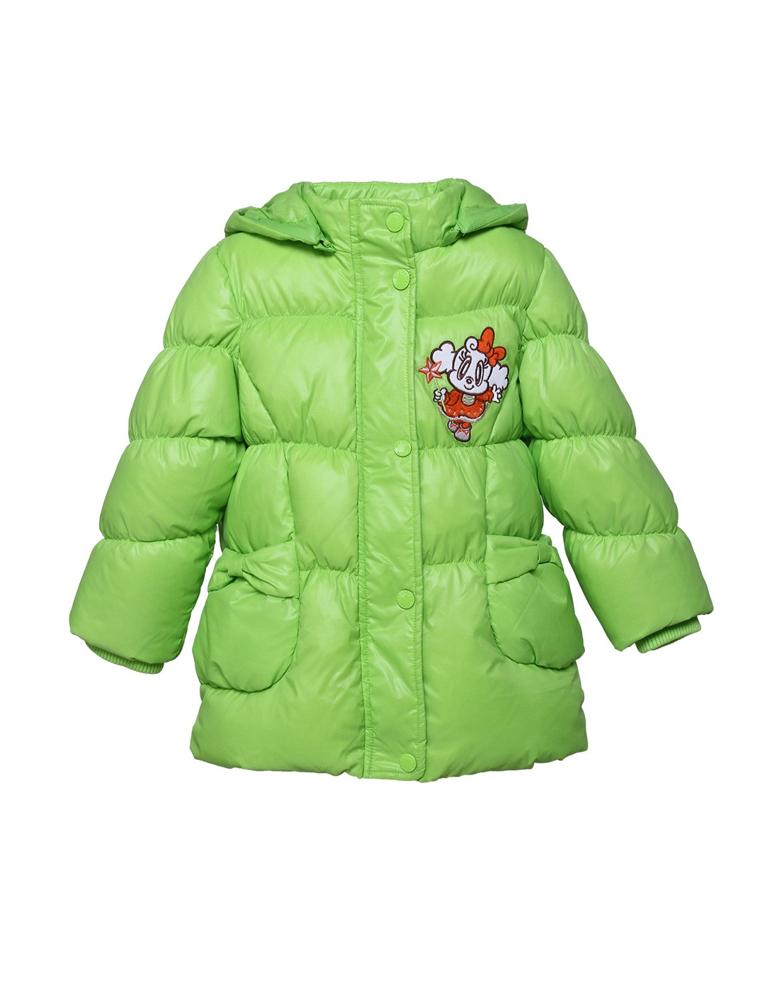 女童荧绿色可爱卡通羽绒服