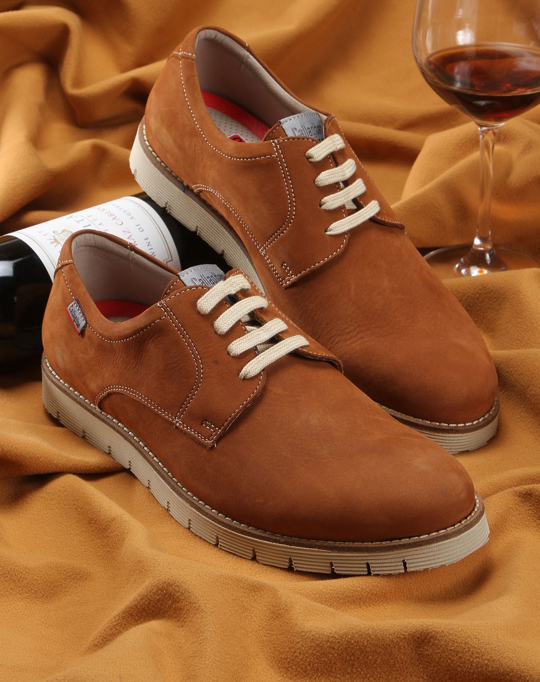 西班牙进口男款棕色磨砂牛皮休闲皮鞋