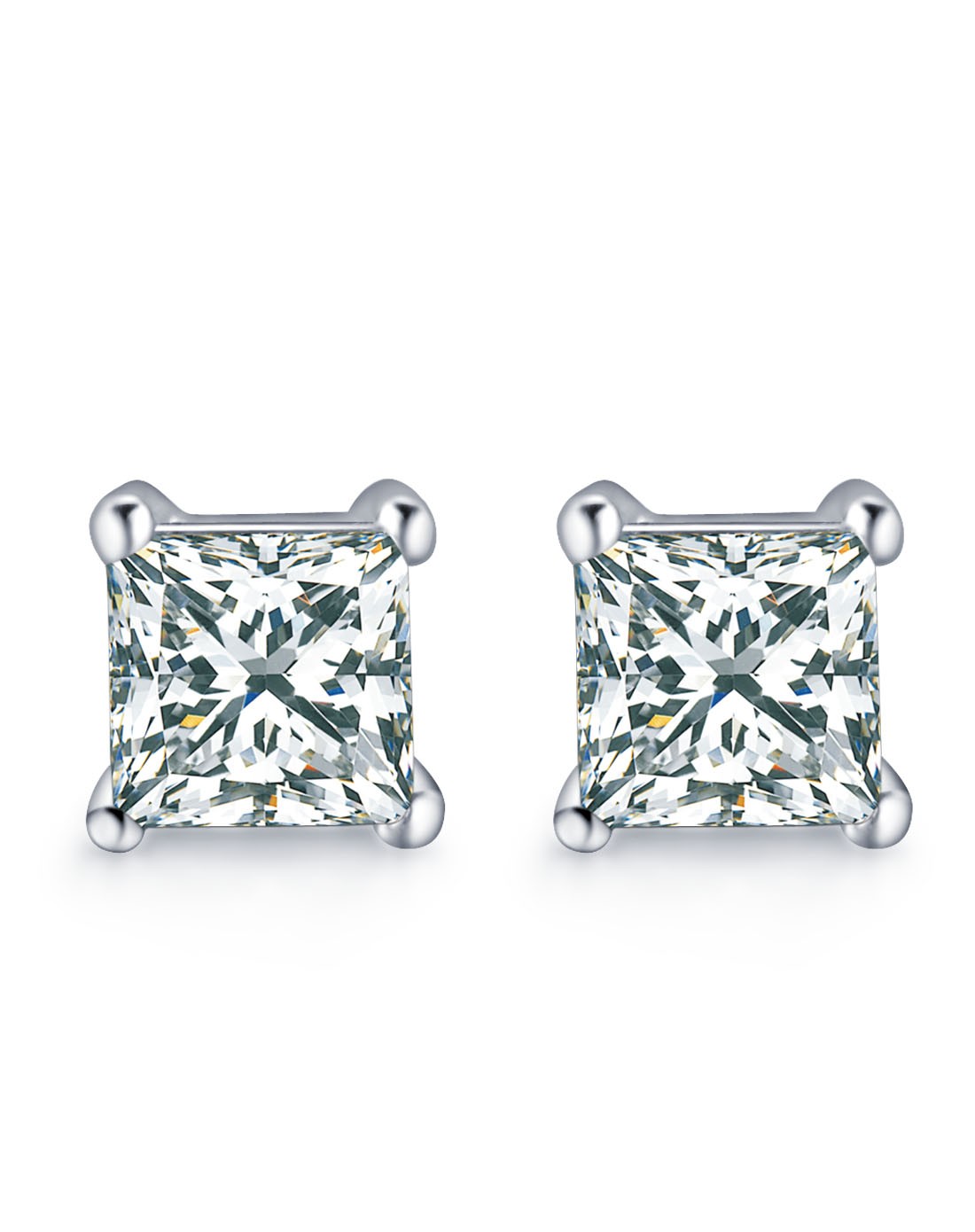 白18k金0.212ct公主方钻石耳钉
