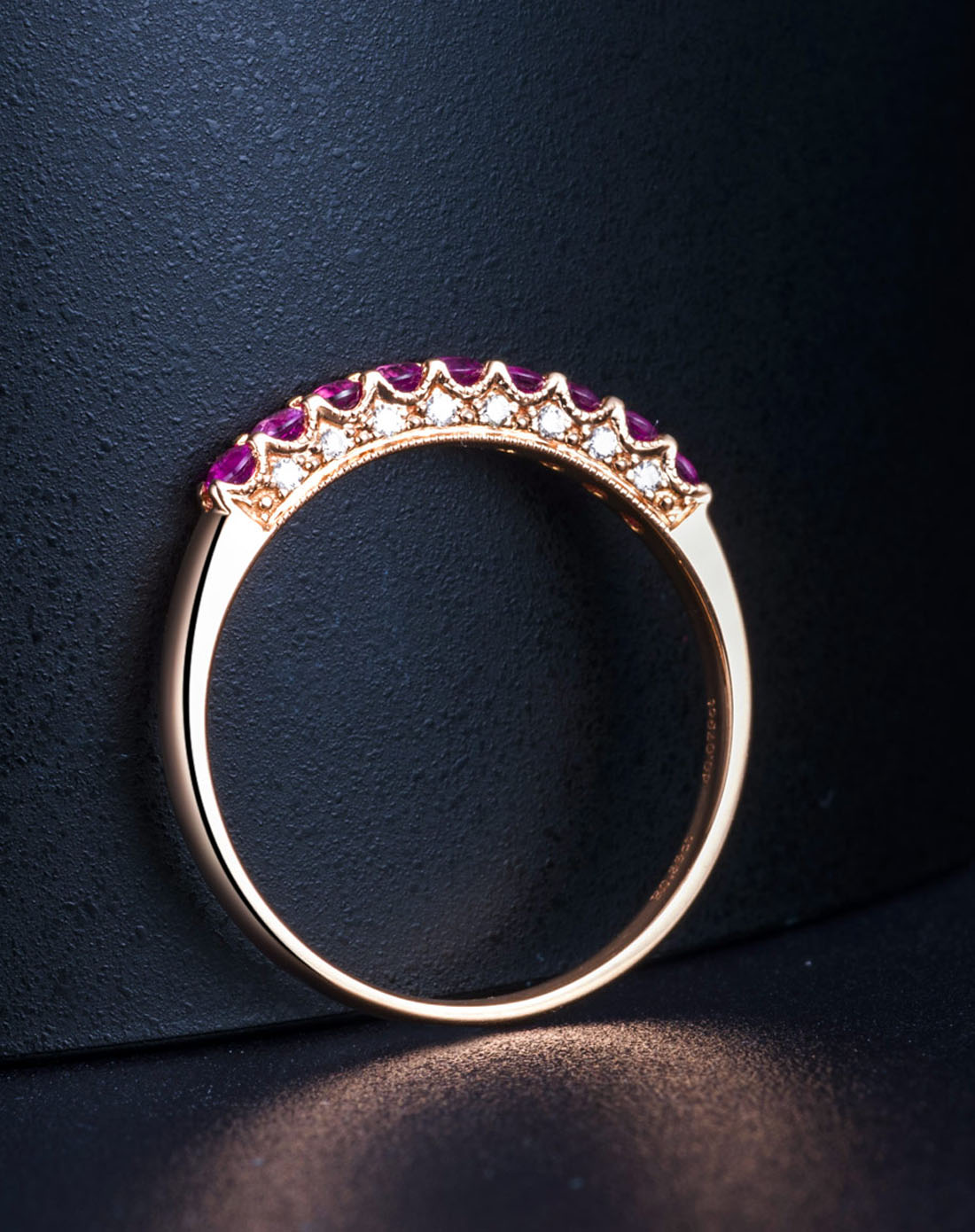 喜钻18k玫瑰金红宝石排戒女戒uar9226h_唯品会