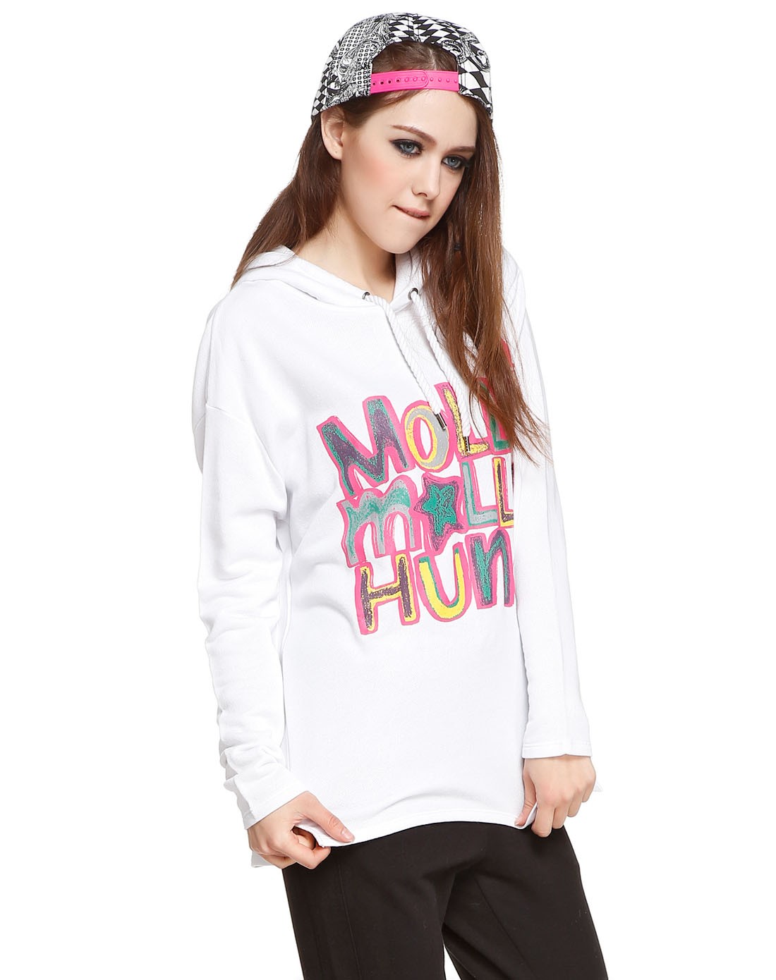 b ab白色连帽潮流街头长袖卫衣