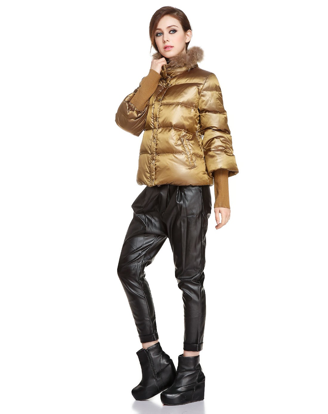 katie judith暗金色俏丽都市长袖羽绒服