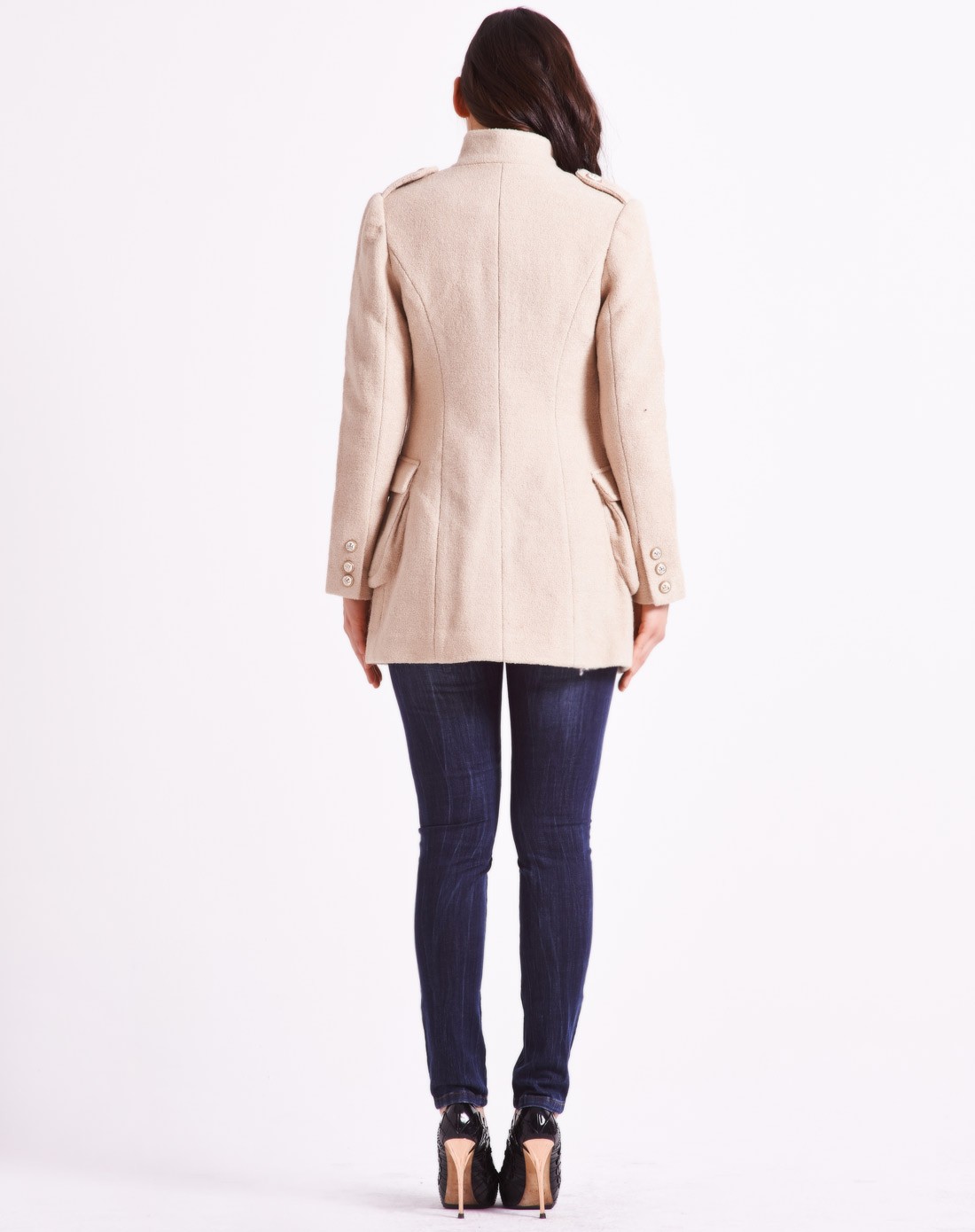 佩吉page one女装修身时尚百搭卡其呢子外套pc187103572_唯品会