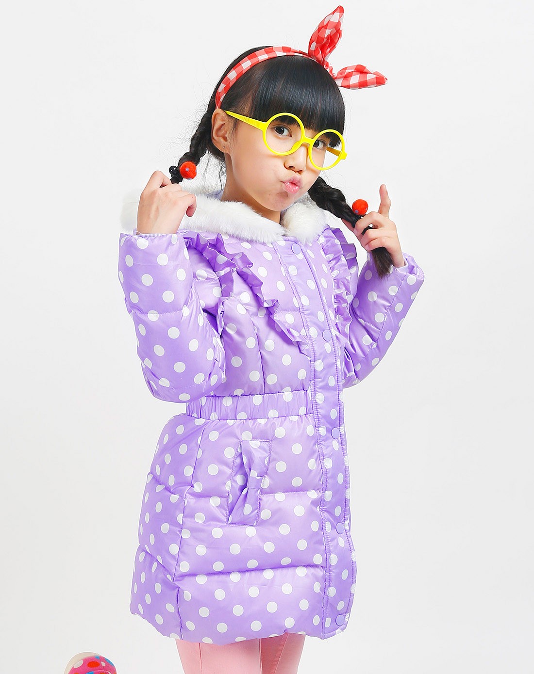 女童紫色羽绒服
