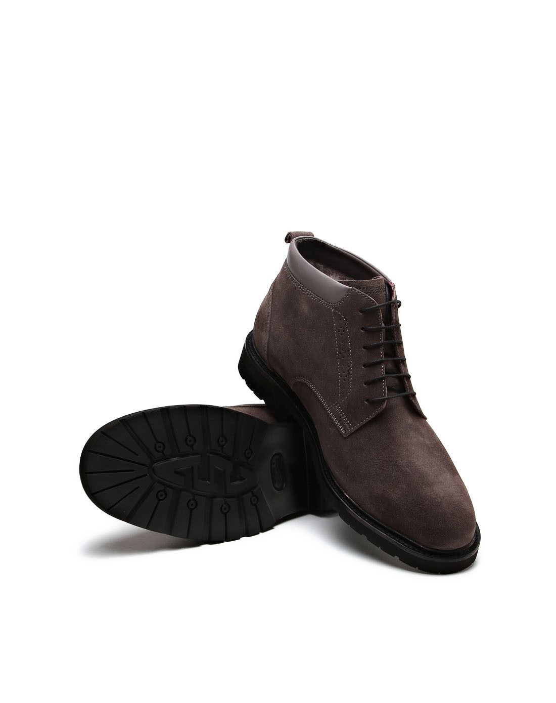 深灰色牛反绒休闲皮鞋