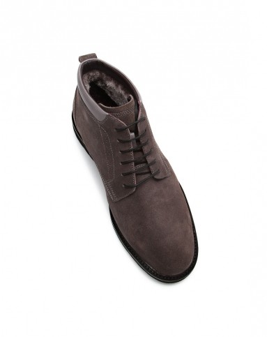 深灰色牛反绒休闲皮鞋