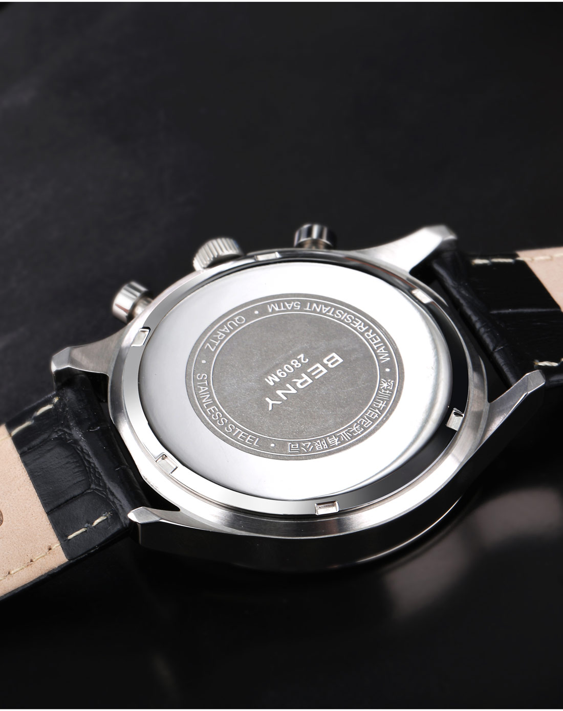 firstime 多功能石英2809m-a黑面男表