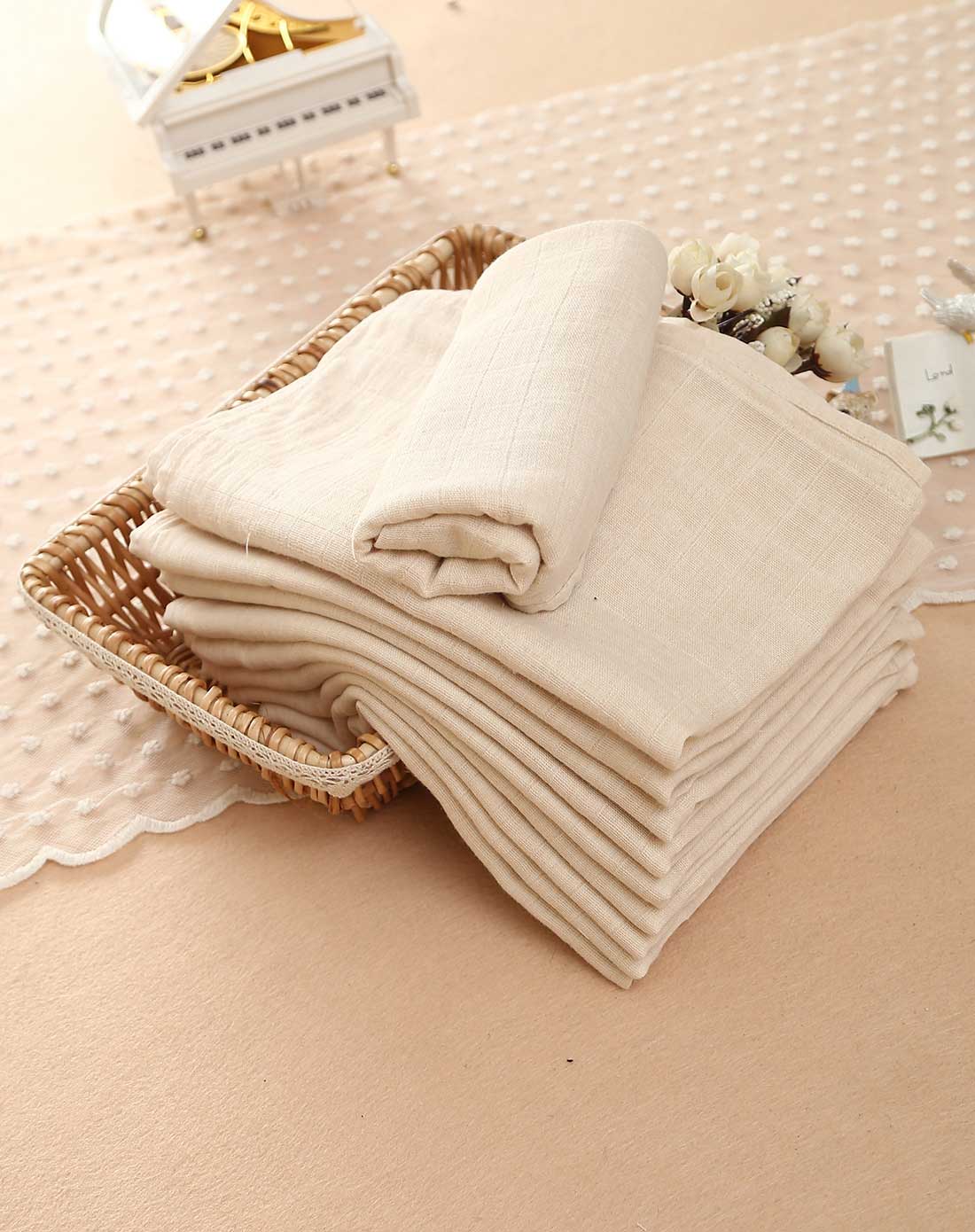 安茵儿 50*70cm天然彩棉方格纱布尿布10条入