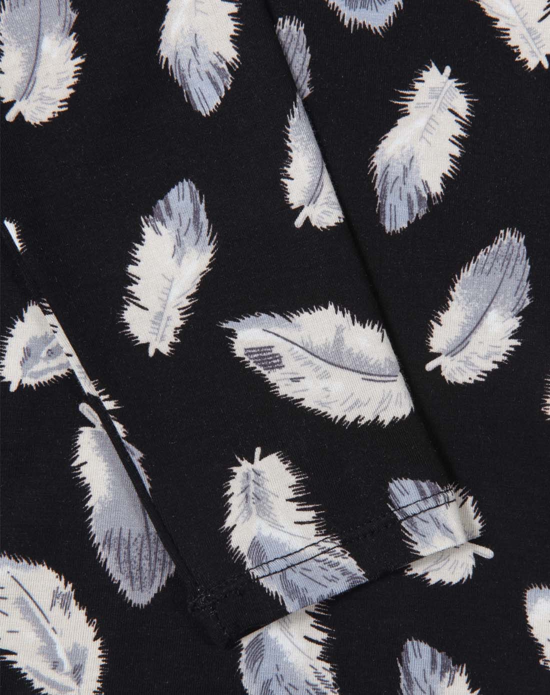 女士羽毛黑色超细旦植物素印花内衣套装