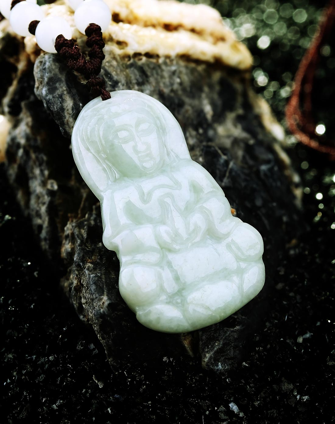 晶萃轩ching sui hin玉石贵重专场-精雕细腻冰糯种清新雅致赐福观音然