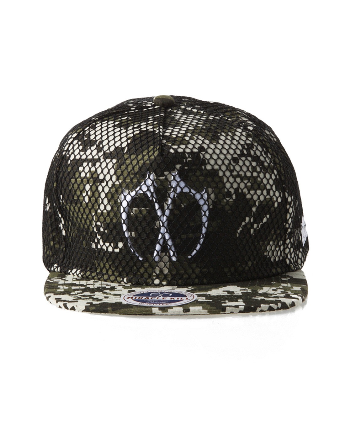 miracle kill男装67专场双刀网格面绿迷彩棒球帽mk-210510-c64绿