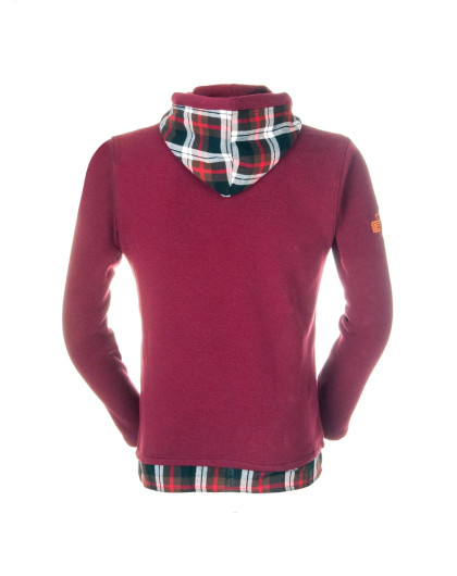 雷速resoon 男款枣红色连帽圆领长袖t恤