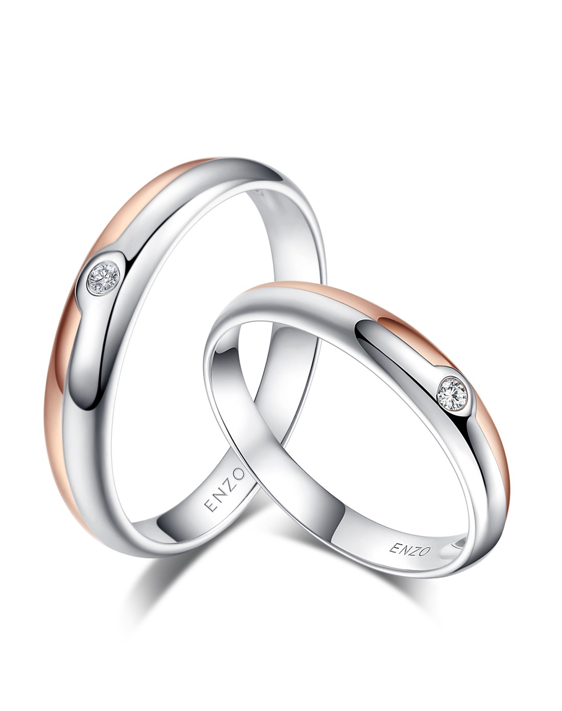 enzo珠宝专场-对戒系列 婚庆红-白双色18k金钻石戒指 男款