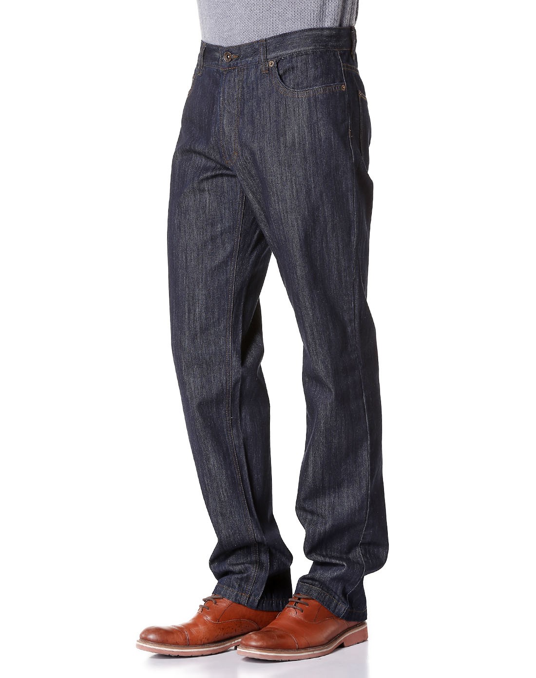 蓝色潮流时尚中腰牛仔长裤