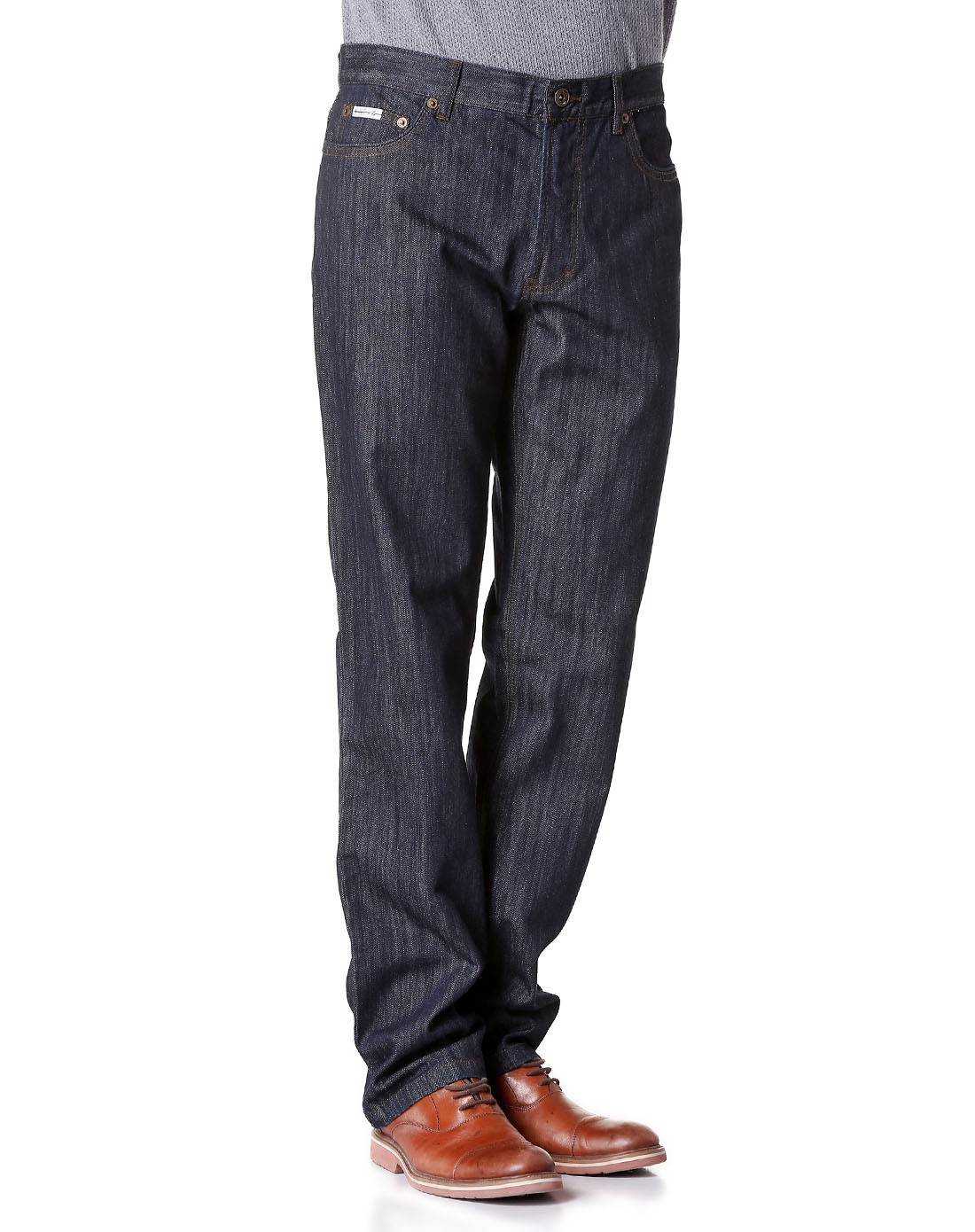 蓝色潮流时尚中腰牛仔长裤