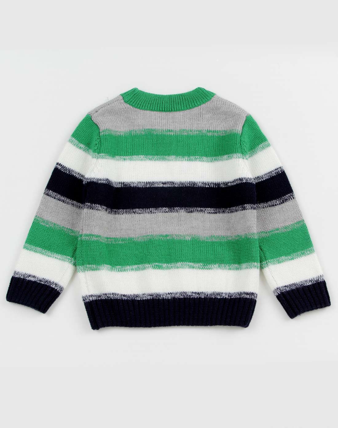[特惠]男童越野绿圆领彩条毛衣