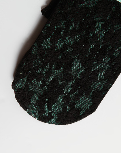 黑色蕾丝提花船袜