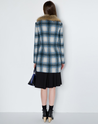 太平鸟peace bird蓝格纹格纹大衣a2aa34809b5_唯品会