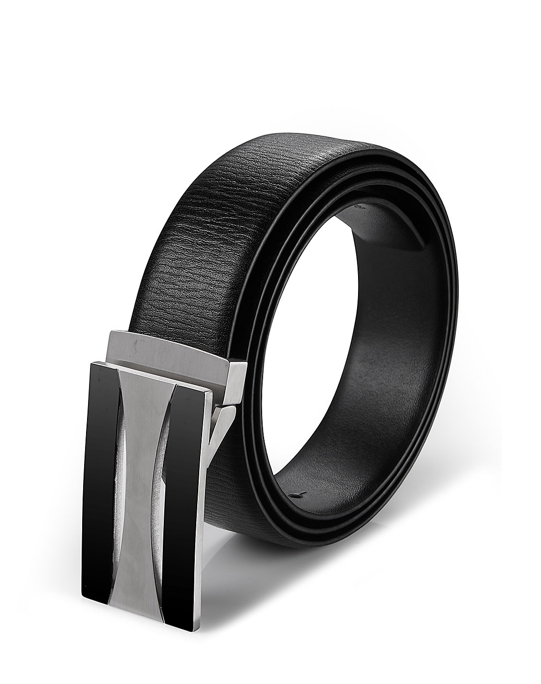 男款风驰间黑色插扣流苏纹黑色皮带