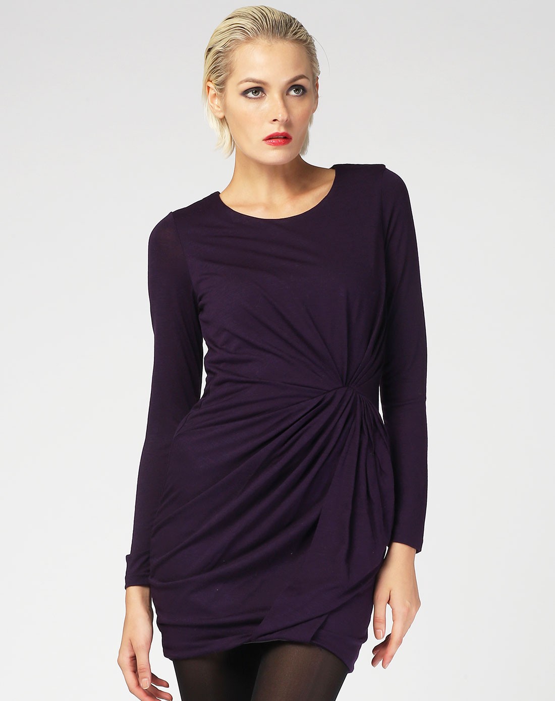 茄皮紫色连衣裙