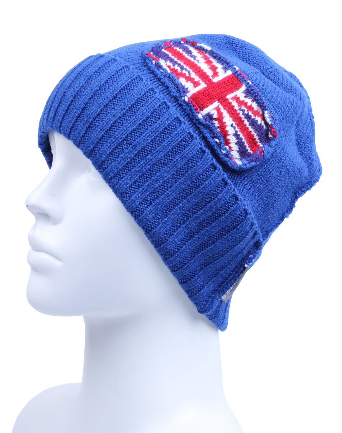 情侣款深蓝色针织帽 时尚潮流米字图案