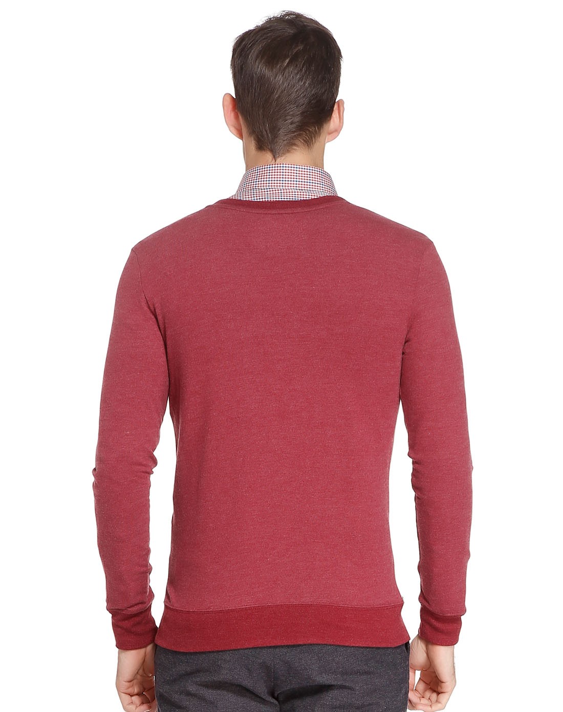 男款浅枣红色时尚开襟长袖针织衫