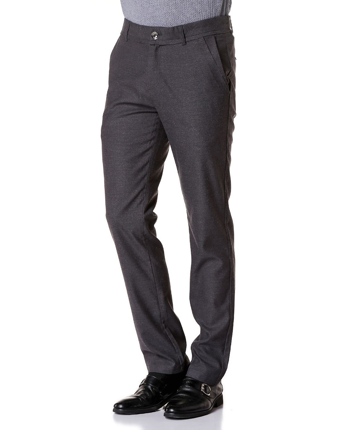 灰色休闲舒适长西裤