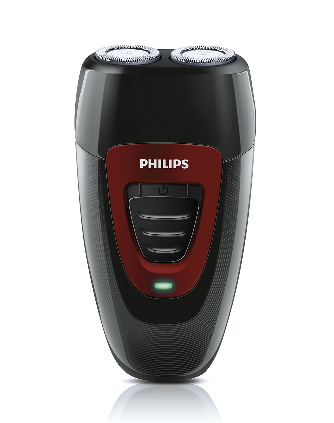 > 黑红色充电式双刀头剃须刀