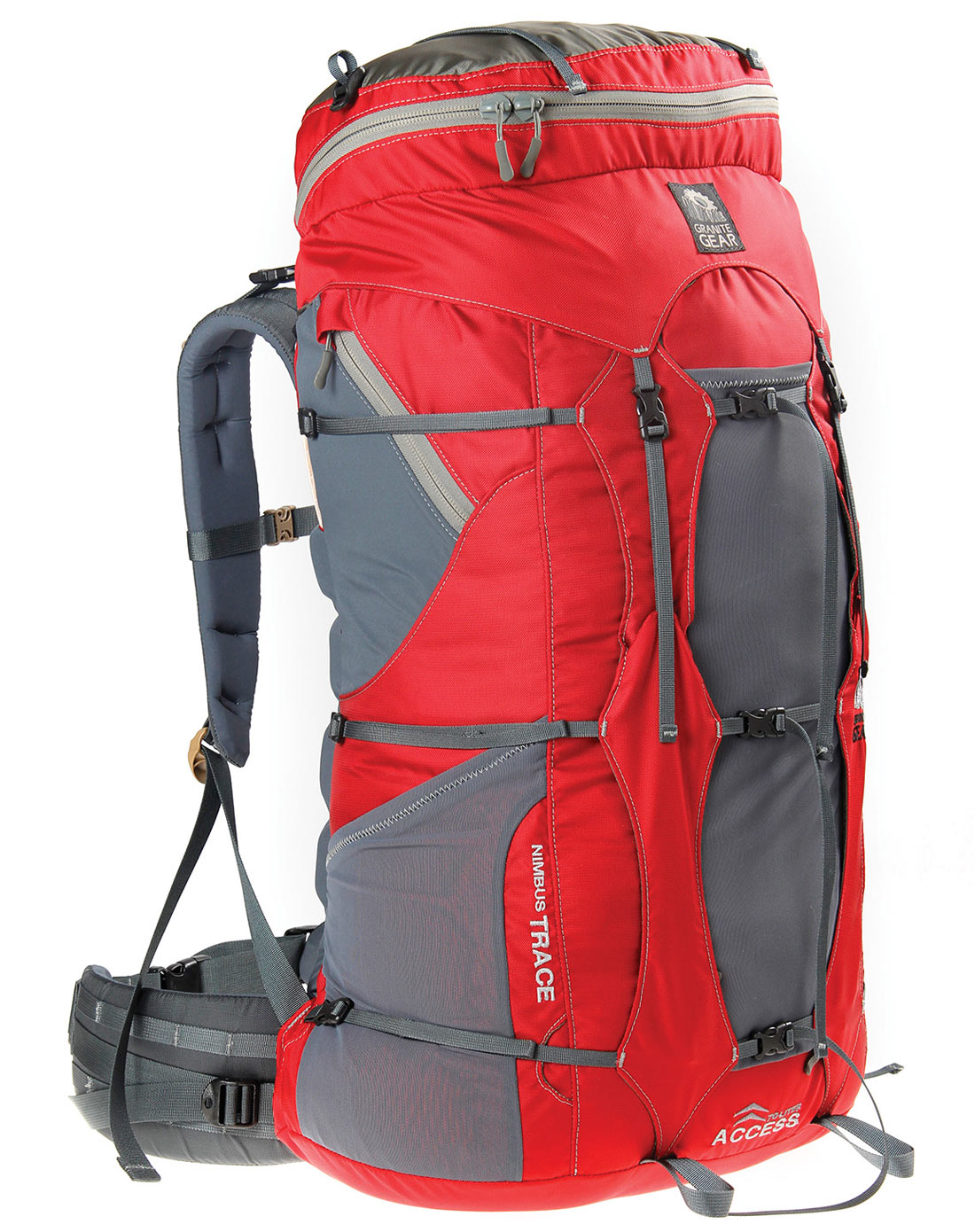 花岗岩 女款红色双肩户外登山包 追踪70l