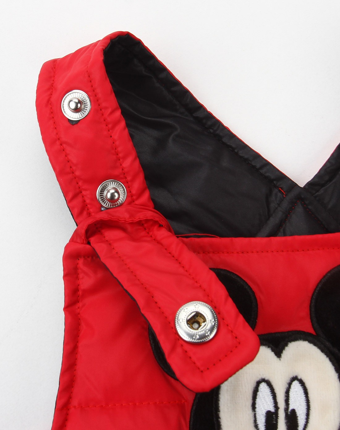 中性红色卡通时尚90绒羽绒背带裤