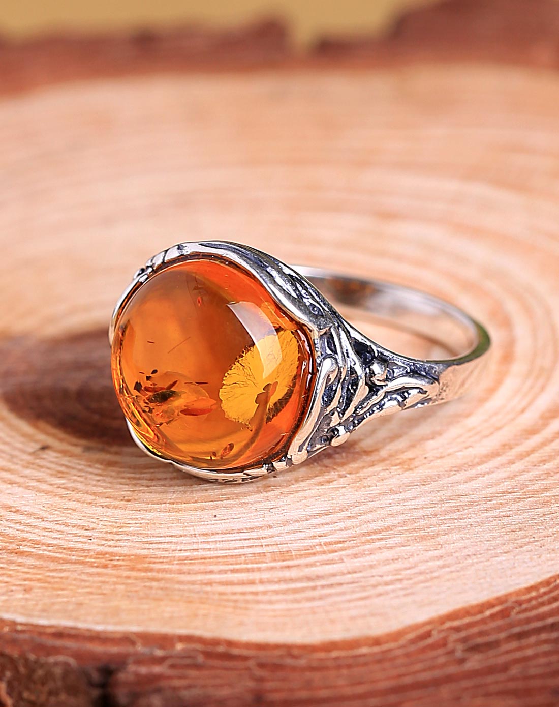 如意之缘天然花珀戒指附证书