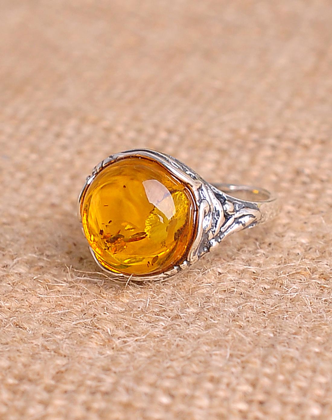 如意之缘天然花珀戒指附证书