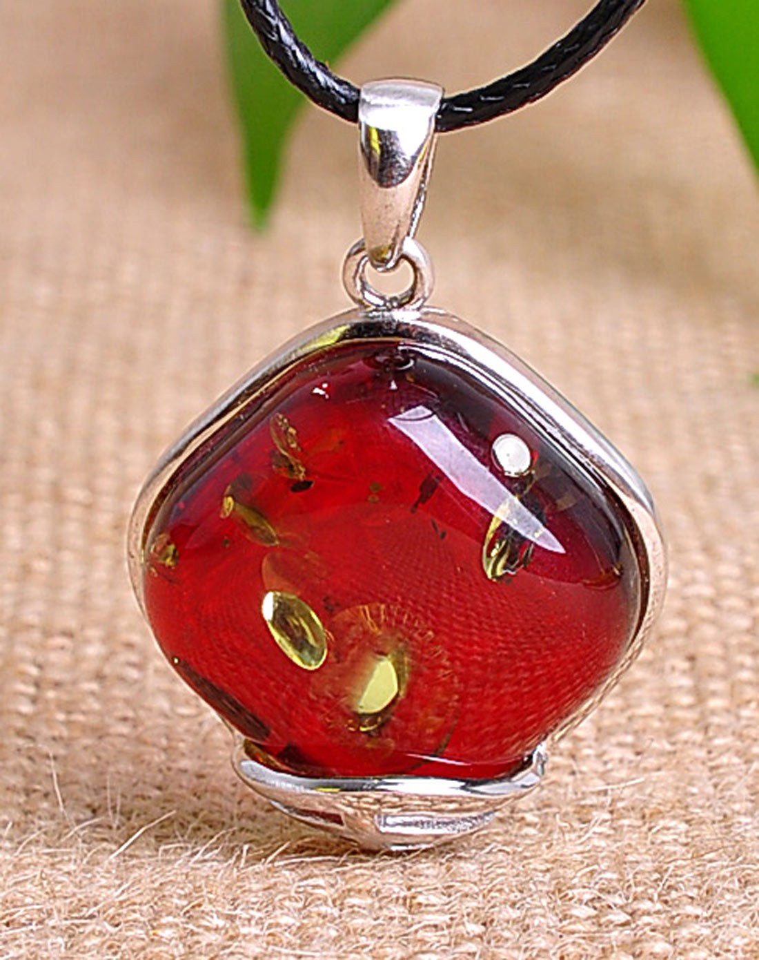 昊天琥珀富贵如意天然红花珀吊坠附证书h1501i0119_唯品会