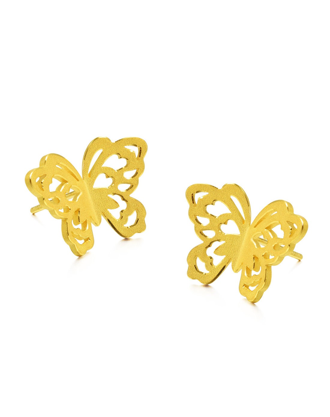 足金剪纸蝴蝶套装耳钉 5.12克