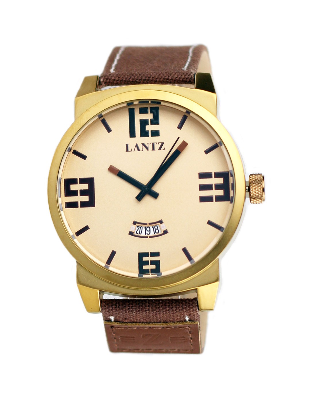 lantz 朗时运动款超大表盘石英男表 la1135 re 棕盘棕带